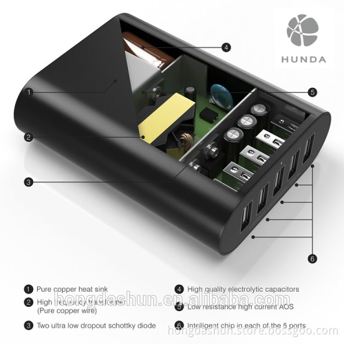 50w 5 port smart charger for mobile phone custom usb phone charger